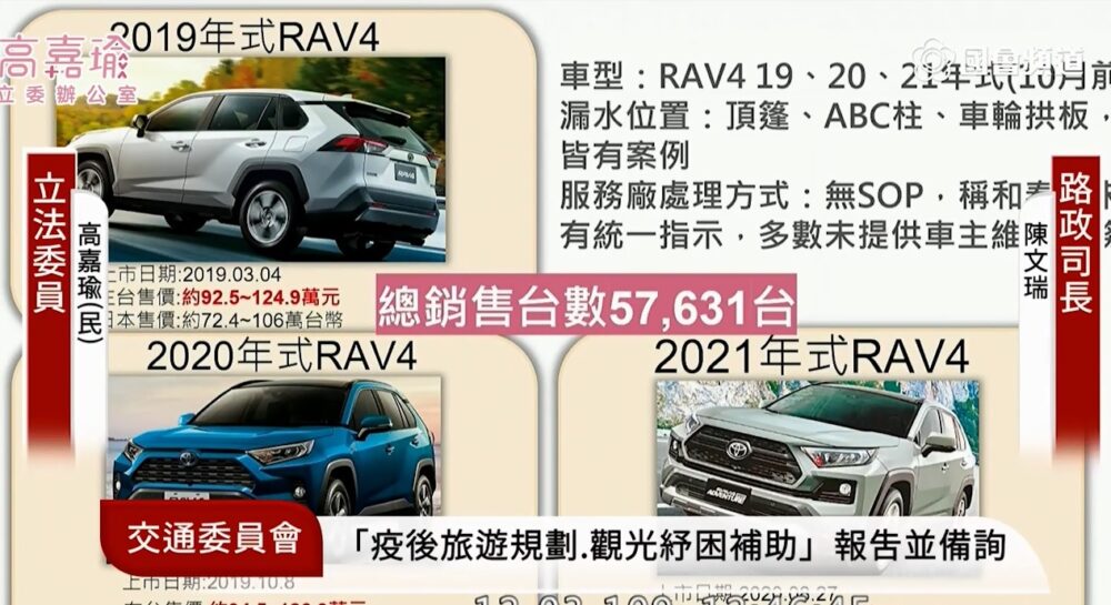 【有影】油電車仍未與日本同步召修 高嘉瑜為RAV4漏水車再戰交通部 5