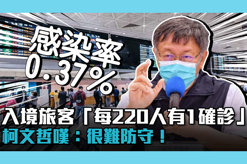 【疫情即時】入境旅客「每220人有1確診」感染率0 37％ 柯文哲嘆：很難防守！
