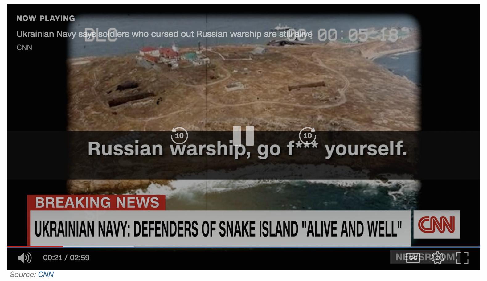 CNN報導，之前傳出全部陣亡的蛇島烏國士兵都「活得很好」。
