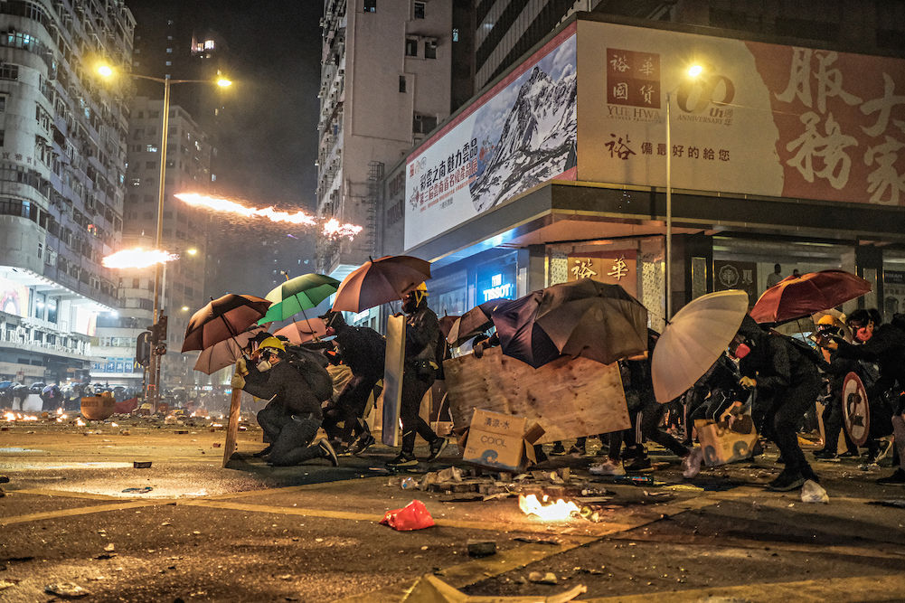 香港反送中運動抗爭現場。