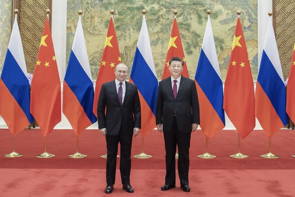 圖為中國國家主席習近平和俄國總統普丁2022年2月會面。習近平、普丁6月15日通話，強調中俄合作。