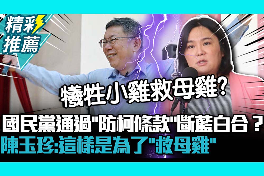 【CNEWS】國民黨通過「防柯條款」斷藍白合？陳玉珍：這樣是為了救「母雞」