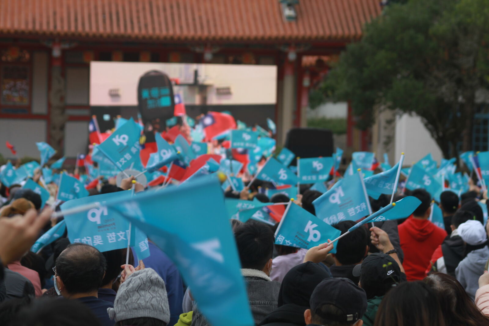 柯文哲新竹造勢場。（方炳超攝）