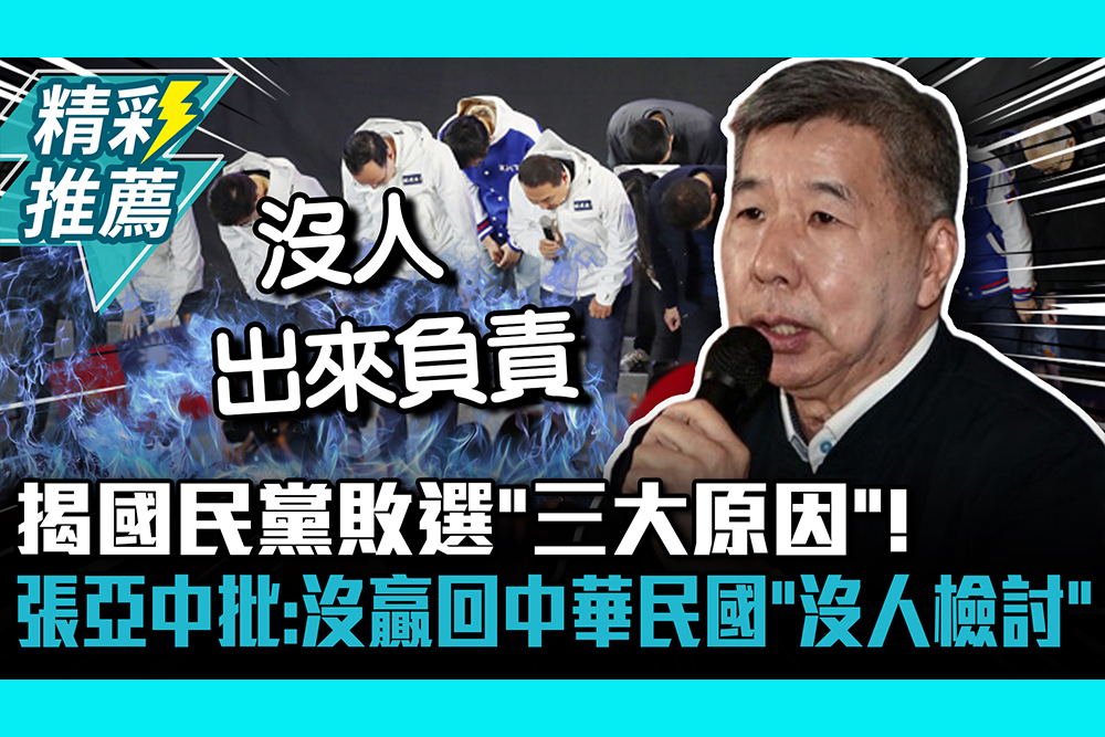 【CNEWS】揭國民黨敗選「三大原因」 張亞中批：沒贏回中華民國「沒人檢討」