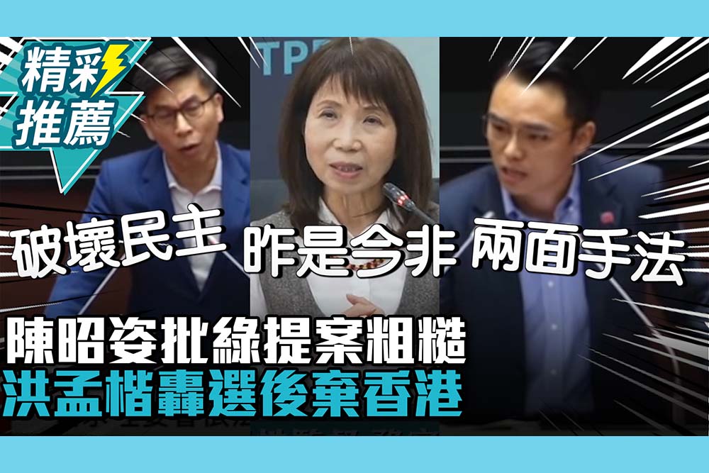 【CNEWS】藍綠白「撐香港」各自表述！陳昭姿批綠提案粗糙 洪孟楷轟選後棄香港
