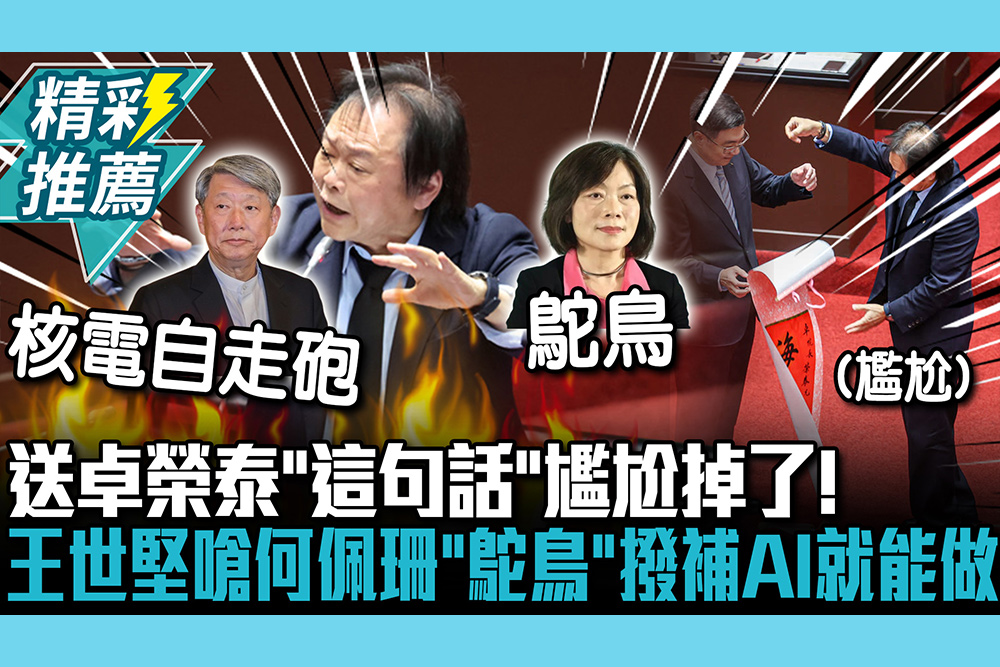 【CNEWS】送卓榮泰「這句話」尷尬掉了！王世堅嗆何佩珊「鴕鳥」撥補AI就能做