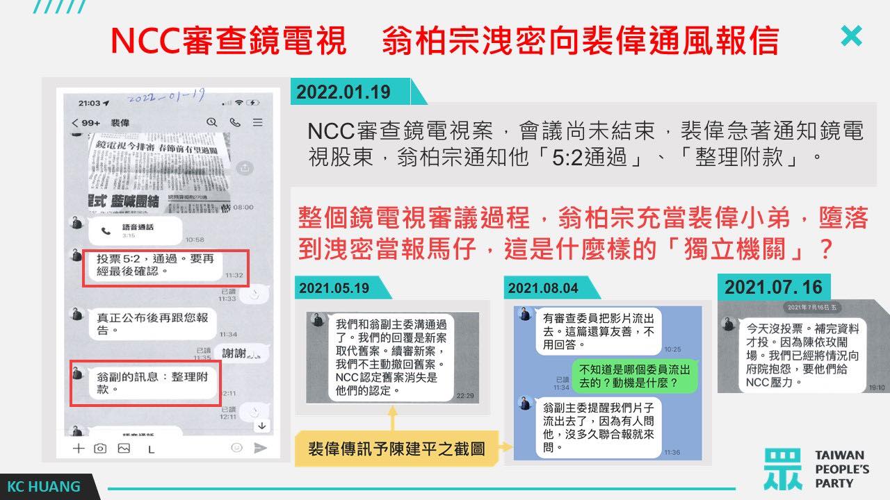 指翁柏宗是「綠媒小弟」　黃國昌再拿鏡電視洩密案痛批 15