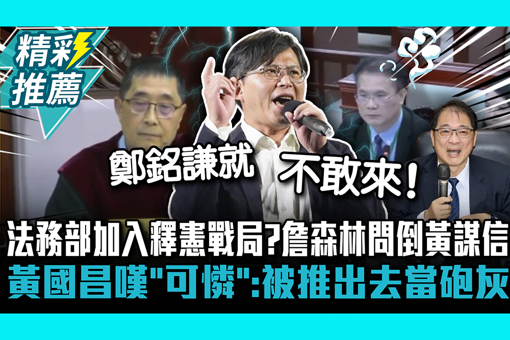 【CNEWS】法務部加入釋憲戰局？詹森林問倒黃謀信 黃國昌嘆「可憐」：被推出去當砲灰