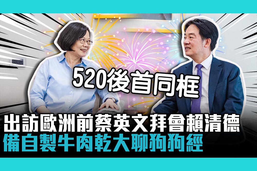 【CNEWS】出訪歐洲前蔡英文拜會賴清德 備自製牛肉乾大聊狗狗經