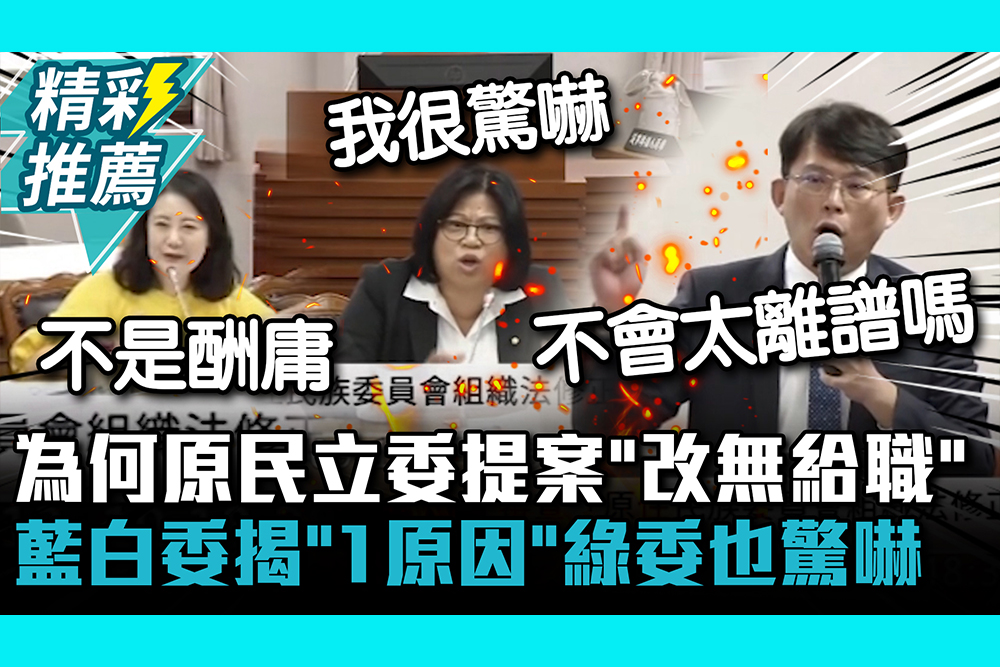 【CNEWS】為何鄭天財、高金素梅提案「族群委員改無給職」？黃國昌轟一片綠友友…綠委也驚嚇