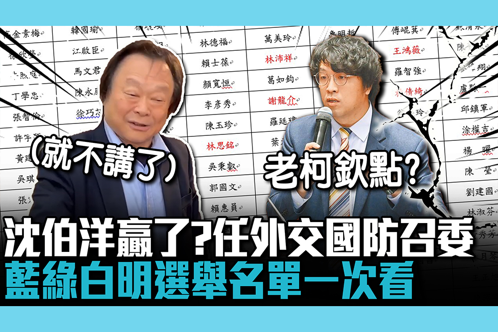 【CNEWS】沈伯洋贏了？任外交國防召委 藍綠白明選舉名單一次看