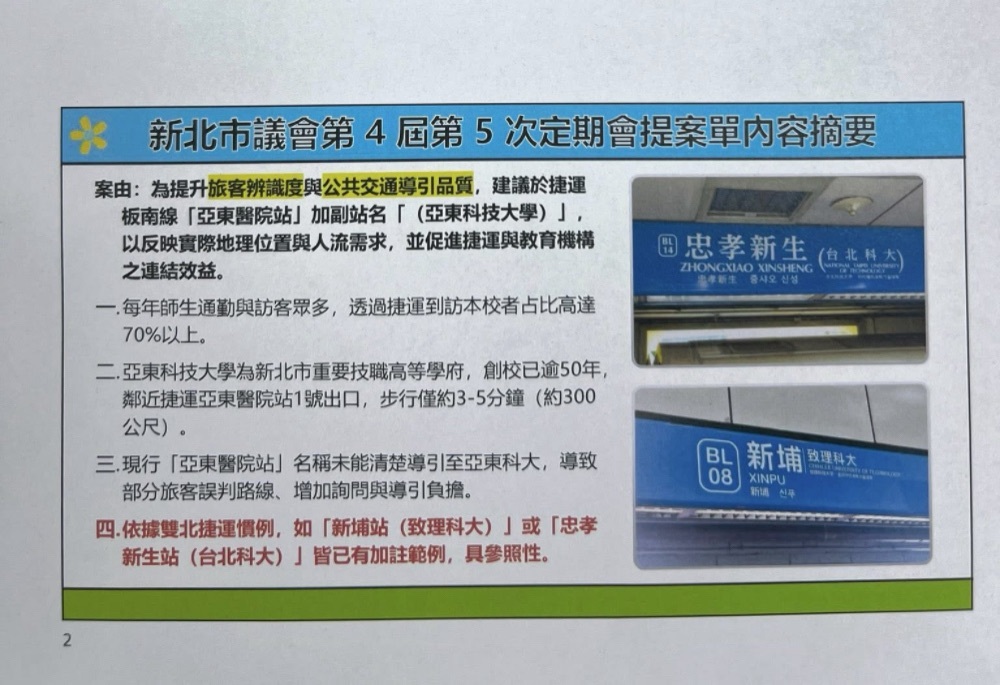 每年近萬考生受惠 劉美芳成功爭取亞東醫院站加註「亞東科大」 16 248251003a05