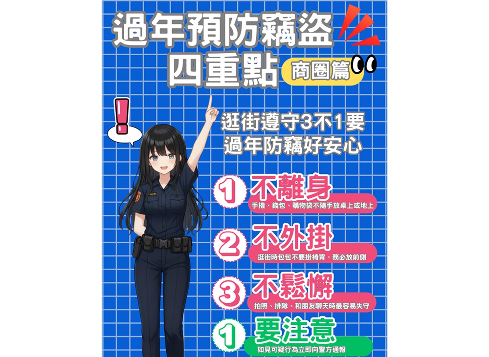 強化防竊宣導　新北警提醒逛商圈3不1要