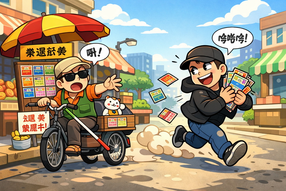 視障者刮刮樂攤都搶　法官怒判1年徒刑 10