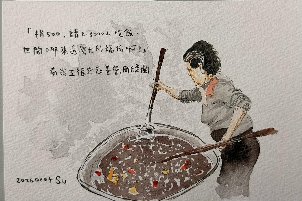 志工「煮福食」遺愛南崁五福宮　蘇俊賓插畫分享故事獲網友熱烈回響