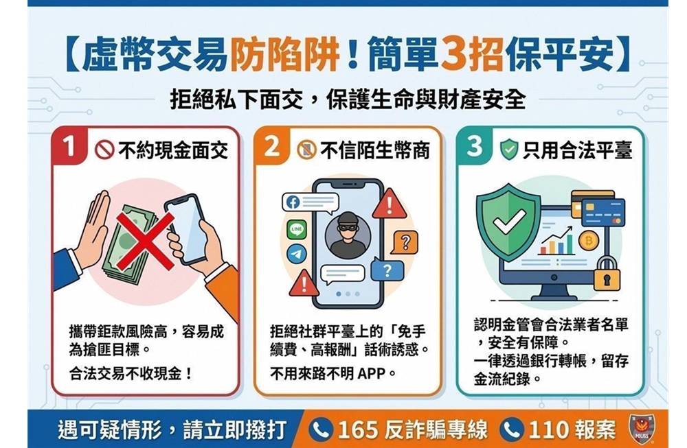 換幣掉陷阱 警分析詐騙3步驟提醒謹慎交易虛擬貨幣 34 cnews204260315a05