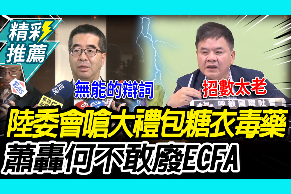 【CNEWS】陸委會嗆惠台大禮包糖衣毒藥！蕭旭岑怒「無能的辯詞」：為何不敢廢ECFA