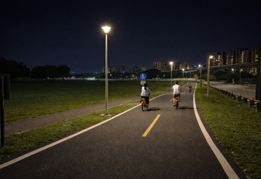 新北五股濕地燈桿更新完工　高灘處打造安全生態兼顧騎行環境