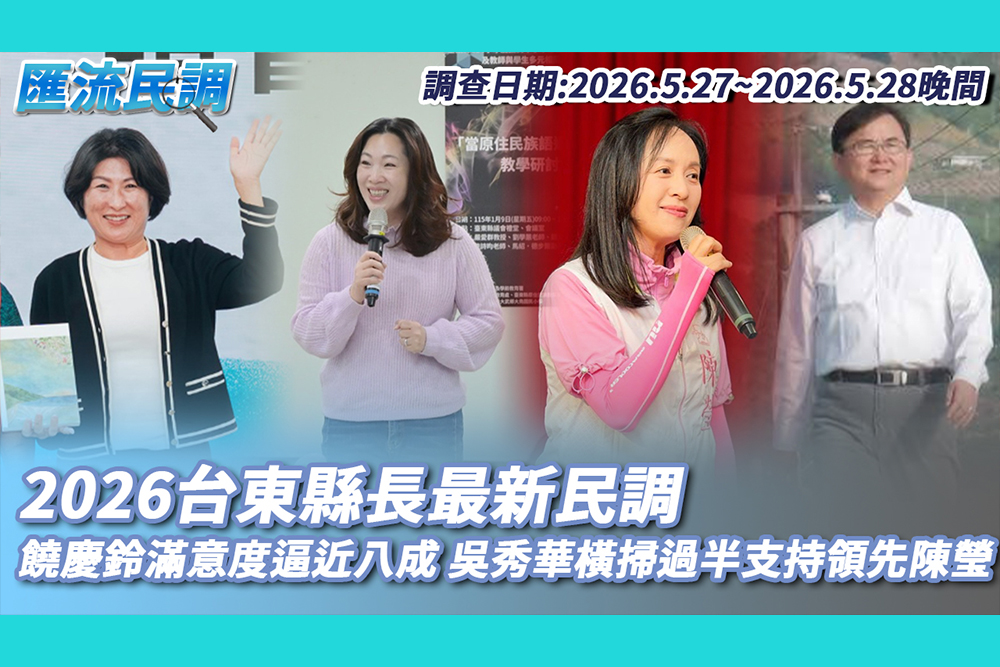 【CNEWS】匯流民調／2026台東縣長最新民調！饒慶鈴滿意度逼近八成 吳秀華橫掃過半支持領先陳瑩