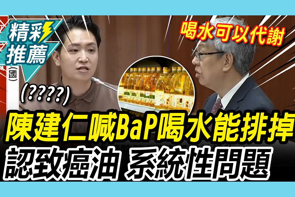 【CNEWS】中研院長說話了！陳建仁驚喊苯駢芘「多喝水能排掉」！認致癌油「系統性問題」