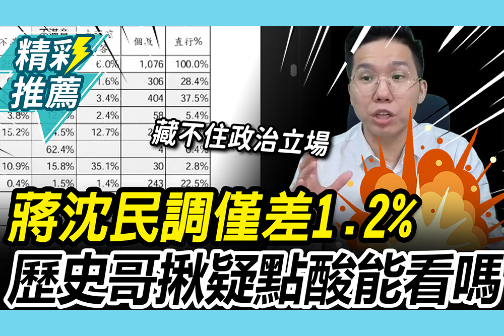 【CNEWS】震撼！蔣萬安沈伯洋差距1.2% 歷史哥揪「這數字」酸：塞樣本塞得太扯