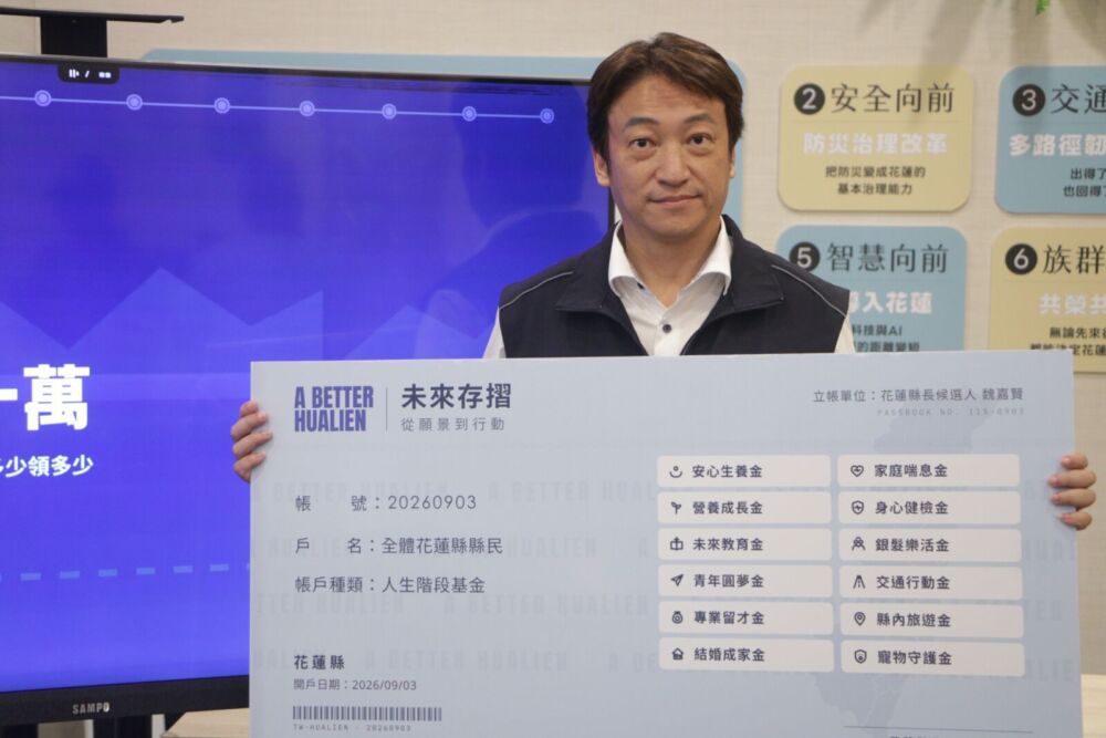 魏嘉賢提「縣內旅遊金」　主張花蓮縣民每年3600元額度