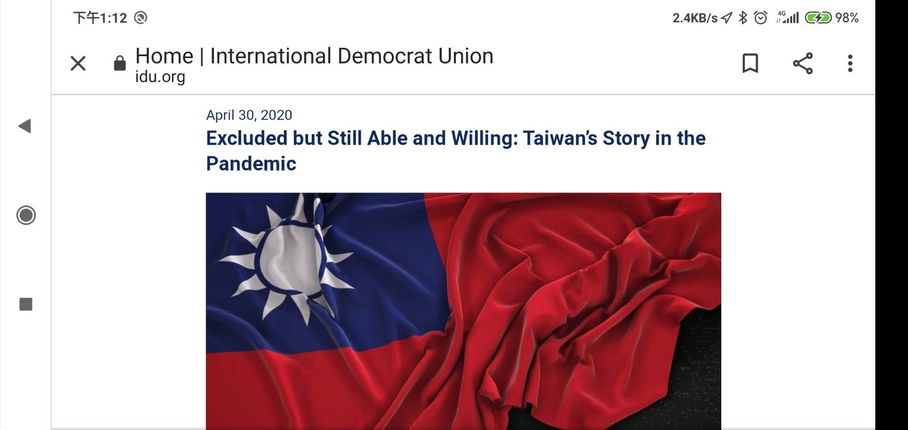 台灣需要參與WHO！《國際民主聯盟》刊登江啟臣專論